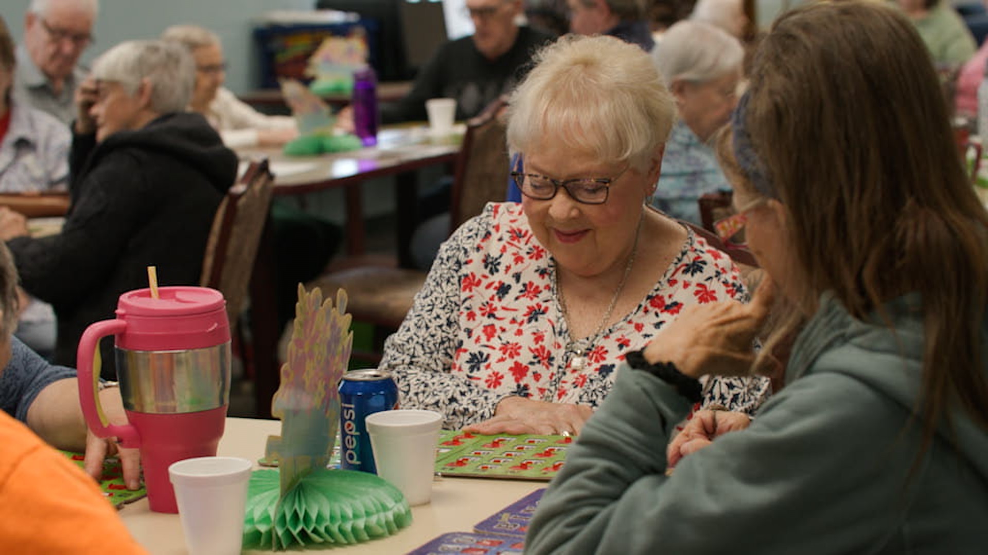Seniors participating in activities at the center